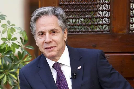 U.S. Secretary of State Antony Blinken visits the American University in Cairo, Egypt, Sunday, Jan. 29, 2023. (Mohamed Abd El Ghany, Pool via AP)