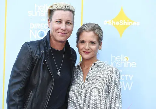 Abby Wambach, left, and Glennon Doyle appear at the Hello Sunshine Video on Demand channel launch in Los Angeles on Aug. 6, 2018. Doyle is the author of the best-selling memoirs, including, “Untamed.” (Photo by Jordan Strauss/Invision/AP, File)