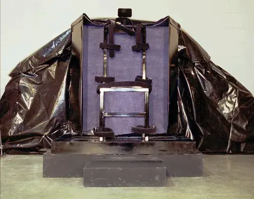 Utah State Prison's execution chamber is seen during a media tour Jan. 24, 1996, in Point of the Mountain, Utah. (AP Photo/Douglas C. Pizac, File)