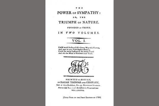 This image released by Penguin Classics shows the title page of the first edition of the 1789 book "The Power of Sympathy" by William Hill Brown. (Penguin Classics via AP)