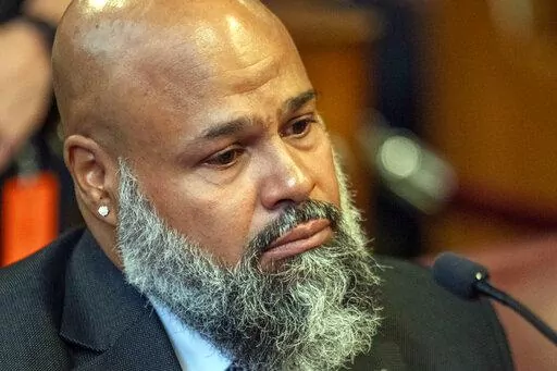 Steven Lopez listens during a court hearing, Monday, July 25, 2022, in New York. Lopez, a co-defendant of the so-called Central Park Five, whose convictions in a notorious 1989 rape of a jogger were thrown out more than a decade later, had his conviction on a related charge overturned Monday. (Steven Hirsch/New York Post via AP, Pool)