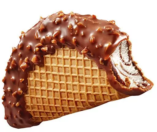 This undated photo provided by Unilever shows the Choco Taco. Klondike has announced it's discontinuing the ice cream treat. A Klondike brand representative said in an emailed statement, Monday, July 25, 2022, that the Choco Taco has been discontinued in both its 1 count and 4 count sizes.   (Claire Grummon/Unilever via AP)