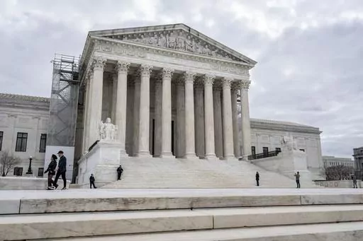 The Supreme Court is seen on Capitol Hill in Washington, Monday, March 4, 2024, where the justices restored Donald Trump to 2024 presidential primary ballots, rejecting state attempts to hold the Republican former president accountable for the Capitol riot. (AP Photo/J. Scott Applewhite)
