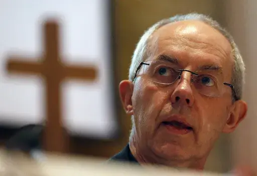 The Archbishop of Canterbury, Justin Welby, addresses the media during a press conference in Canterbury, England, Friday, Jan. 15, 2016. (AP Photo/Frank Augstein, File)