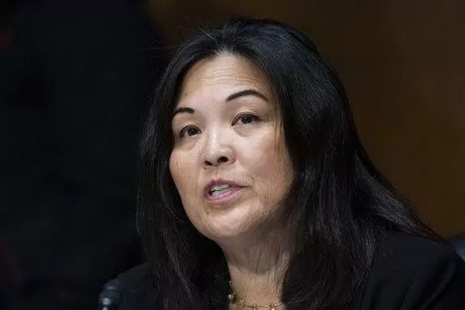 Julie Su, of Calif., speaks during a hearing of the Senate Health, Education, Labor and Pensions Committee for her to be Deputy Secretary of Labor, on Capitol Hill, March 16, 2021, in Washington. President Joe Biden is nominating Julie Su, the current deputy and former California official, as his next Labor Secretary, replacing the departing incumbent, former Boston mayor Marty Walsh. (AP Photo/Alex Brandon, File)