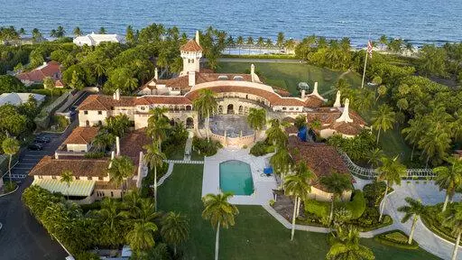 An aerial view of former President Donald Trump's Mar-a-Lago estate is seen Wednesday, Aug. 10, 2022, in Palm Beach, Fla. Court papers show that the FBI recovered documents  labeled “top secret” from former President Donald Trump’s Mar-a-Lago estate in Florida.  (AP Photo/Steve Helber)