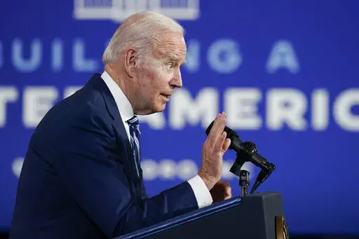President Joe Biden speaks at North Carolina Agricultural and Technical State University, in Greensboro, N.C., Thursday, April 14, 2022. (AP Photo/Carolyn Kaster)