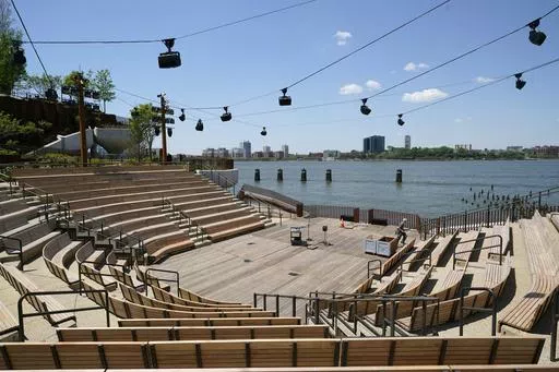 The amphitheater at Little Island appears in New York on May 18, 2021. The 700-seat amphitheater will open June 6 with Twyla Tharp’s “How Long Blues” in the choreographer’s first full-length work in a decade. (AP Photo/Kathy Willens, File)