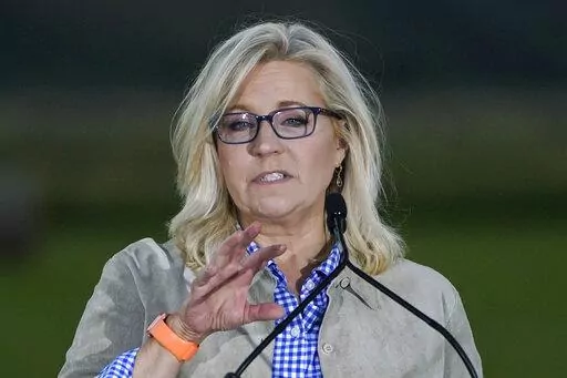 Rep. Liz Cheney, R-Wyo., speaks Tuesday, Aug. 16, 2022, at an Election Day gathering in Jackson, Wyo. Challenger Harriet Hageman has defeated Cheney in the primary. (AP Photo/Jae C. Hong)