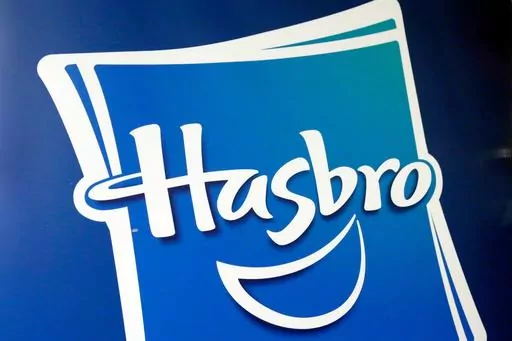 The Hasbro logo is seen, April 26, 2018, in New York. Toy maker Hasbro said Monday, Dec. 11, 2023, that it is cutting about 1,100 jobs, or 20% of its workforce, as the malaise in the toy business extends through another holiday shopping season. (AP Photo/Richard Drew, File)