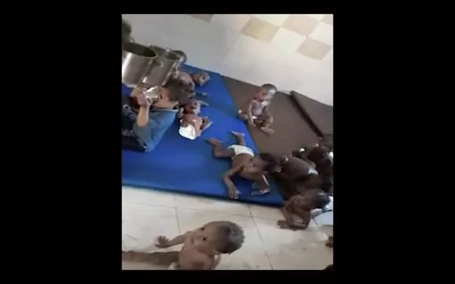 This image taken from video shows toddlers in the Foster Home for Orphans in Khartoum, Sudan, May 2023. At least 60 infants, toddlers and older children perished over the past six weeks while trapped in horrific conditions in the orphanage in Sudan's capital as fighting raged outside. (AP Photo/Heba Abdalla)