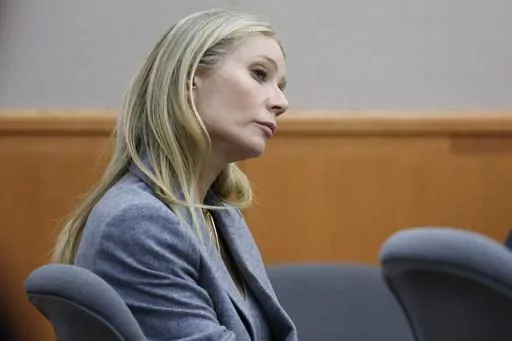 Gwyneth Paltrow sits in court during an objection by her attorney during her trial, Thursday, March 23, 2023, in Park City, Utah, where she is accused in a lawsuit of crashing into a skier during a 2016 family ski vacation, leaving him with brain damage and four broken ribs. Terry Sanderson claims that the actor-turned-lifestyle influencer was cruising down the slopes so recklessly that they violently collided, leaving him on the ground as she and her entourage continued their descent down Deer 