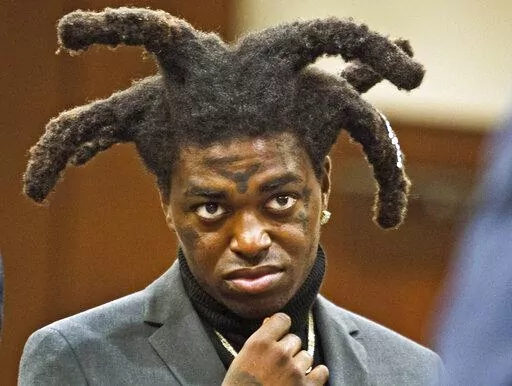 Rapper Kodak Black appears in court at the Florence County, South Carolina, courthouse in Florence, S.C., April 28, 2021. Los Angeles Police say four people were shot and wounded after a fight broke out outside a Los Angeles restaurant hosting a party that followed a Justin Bieber concert early morning Saturday, Feb. 12, 2022. Black is among several people involved in the brawl when shots rang out, sending everyone at the scene running for cover. Law enforcement sources told NBC News that Black,