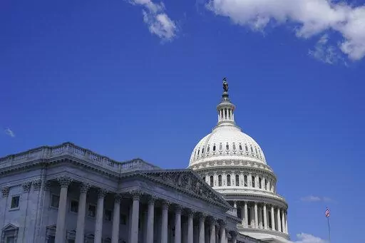 The sun shines on the dome of Capitol Hill in Washington, Friday, Aug. 12, 2022. A man drove his car into a barricade near the U.S. Capitol early Sunday, Aug. 14, 2022, and then began firing gunshots in the air before fatally shooting himself, police said. (AP Photo/Susan Walsh, File)