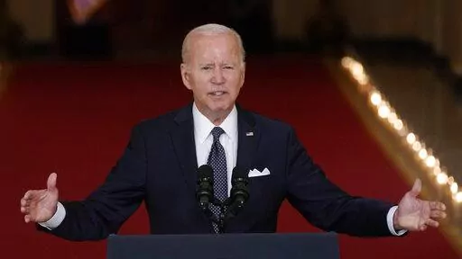 President Joe Biden speaks about the latest round of mass shootings, from the East Room of the White House in Washington, Thursday, June 2, 2022. Biden is attempting to increase pressure on Congress to pass stricter gun limits after such efforts failed following past outbreaks. (AP Photo/Evan Vucci)