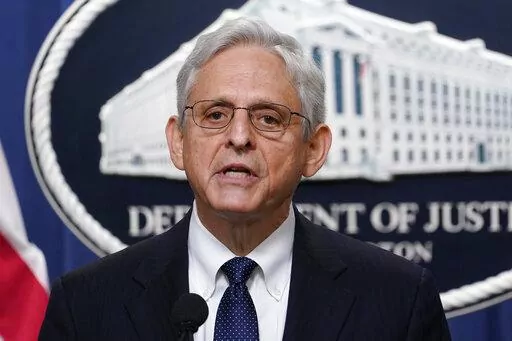 Attorney General Merrick Garland speaks at the Justice Department Thursday, Aug. 11, 2022, in Washington. (AP Photo/Susan Walsh)