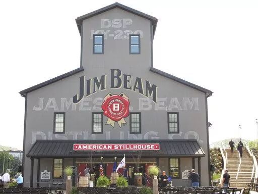This Oct. 3, 2012 file photo shows the Jim Beam visitors center at its central distillery in Clermont, Ky. Bourbon tourism reached new heights last year in Kentucky. Attendance at distilleries along the Kentucky Bourbon Trail surpassed two million in 2022 for the first time. The Kentucky Distillers’ Association made the announcement Monday, Feb. 6, 2023. (AP Photo/Bruce Schreiner, file)