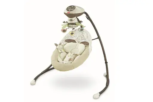 This photo provided by the U.S. Consumer Product Safety Commission shows an example of a Fisher-Price Snuga Swing being recalled Friday, Oct. 11, 2024, following the death of five infants. (U.S. Consumer Product Safety Commission via AP)