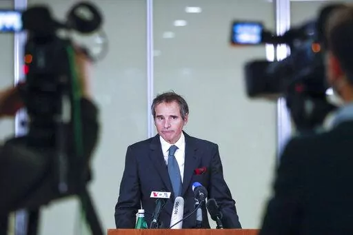 International Atomic Energy Agency Director-General Rafael Mariano Grossi gives a news conference at the Vienna Airport upon returning from Tehran, Iran, in Vienna, Austria, March 5, 2022. Iran has enough highly enriched uranium to build "several" nuclear weapons if it chooses, the United Nations' top nuclear official is now warning. But diplomatic efforts aimed at again limiting its atomic program seem more unlikely than ever before as Tehran arms Russia in its war on Ukraine and as unrest shak