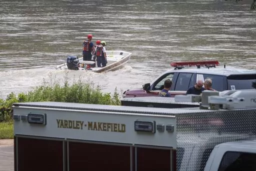 Yardley Makefield Marine Rescue leaves the Yardley boat ramp heading down the Delaware River on July 17, 2023, in Yardley, Pa. The family of a 2-year-old girl swept away along with another child by a flash flood that engulfed their vehicle on a Pennsylvania road is expressing gratitude at the discovery of a body believed to be hers. The body was found early Friday, July 22, in the Delaware River near a Philadelphia wastewater treatment plant about 30 miles (50 kilometers) from where Matilda Shei