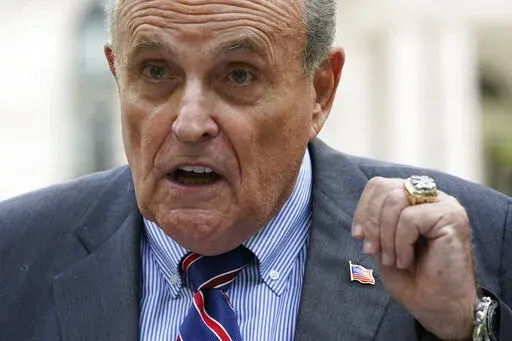 Former New York City mayor Rudy Giuliani speaks during a news conference on Tuesday, June 7, 2022, in New York. Prosecutors in New York do not plan to bring criminal charges against Giuliani in connection with a probe into his interactions with Ukrainian figures, they revealed in a letter to a judge Monday, Nov. 14, 2022. (AP Photo/Mary Altaffer, File)