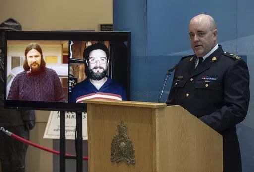 RCMP Superintendent serious crimes branch David Hall speaks about Alberta RCMP linking four historical homicides to deceased serial killer Gary Allen Srery during a press conference in Edmonton, Friday, May 17, 2024. (Jason Franson/The Canadian Press via AP)