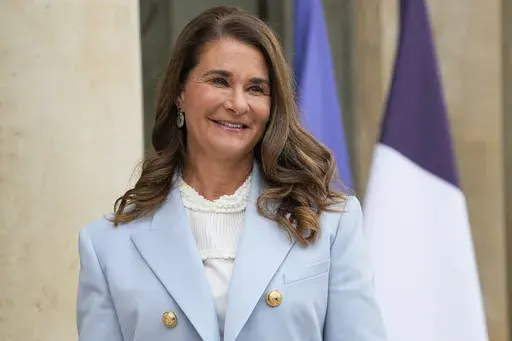 Melinda Gates, co-chair of the Bill and Melinda Gates Foundation, poses for photographers as she arrives for a meeting after a meeting on the sideline of the gender equality conference at the Elysee Palace in Paris, July 1, 2021. (AP Photo/Michel Euler, File)