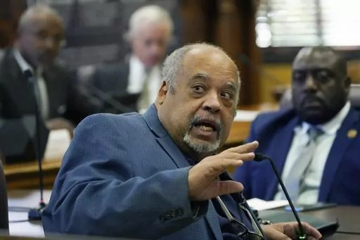 Mississippi state Rep. Earle Banks, D-Jackson, asks a question at the Mississippi state Capitol in Jackson, Miss., Oct. 18, 2022. Federal court documents unsealed on May 4, 2023, show Banks has been charged with willfully making a false statement on a tax return for allegedly failing to report more than $500,000 of income from the sale of real estate in 2018. (AP Photo/Rogelio V. Solis, File)