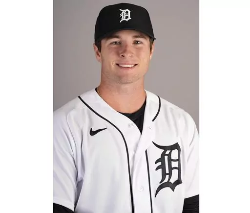 This is a 2023 photo of Colt Keith of the Detroit Tigers baseball team. This image reflects the Tigers active roster as of Friday, Feb. 24, 2023, when this image was taken in Lakeland, Fla. The Tigers made an unusual bet on a player with no major league experience, agreeing Sunday, Jan. 28, 2024 to a six-year contract with 22-year-old Colt Keith that guarantees the infield prospect $28,642,500. (AP Photo/David J. Phillip, file)