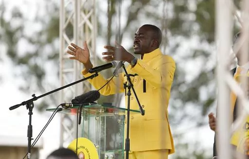 Leader of the opposition CCC party Nelson Chamisa addresses supporters at the party's launch rally in Harare, Zimbabwe, Sunday, Feb 20, 2022. Zimbabwe’s main opposition party went to court Saturday, July 8, 2023 to challenge a police decision to ban it holding a rally in the buildup to what will be highly scrutinized elections next month. The opposition Citizens Coalition for Change party has been told it cannot hold the gathering in the town of Bindura north of the capital Harare on Sunday. (