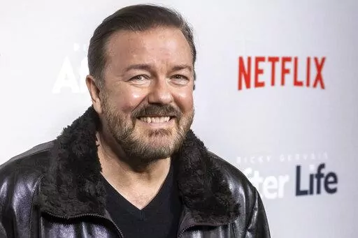 Ricky Gervais appears at a screening of Netflix's "After Life" in New York on March 7, 2019. (Photo by Charles Sykes/Invision/AP, File)