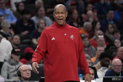 Louisville head coach Kenny Payne during the first half of the Atlantic Coast Conference NCAA college basketball tournament game against North Carolina State, Tuesday, March 12, 2024, in Washington. (AP Photo/Susan Walsh)