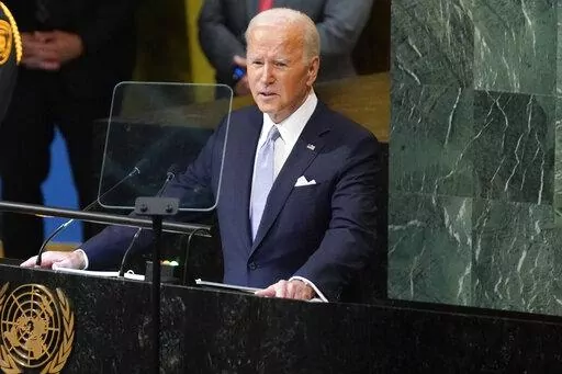 President Joe Biden addresses the 77th session of the United Nations General Assembly on Wednesday, Sept. 21, 2022, at the U.N. headquarters.   On Friday, Sept. 23, The Associated Press reported on stories circulating online incorrectly claiming Biden announced that he is adding the U.S. as a signatory to the United Nations “Small Arms Treaty,” which would “establish an international gun control registry” in which other countries can “track the ‘end user’ of every rifle, shotgun, 
