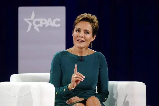 Kari Lake, Republican candidate for Arizona governor, speaks at the Conservative Political Action Conference (CPAC) on Aug. 5, 2022, in Dallas. Lake is misrepresenting her opponent's legislative record on education in a video being widely shared on social media. (AP Photo/LM Otero, File)