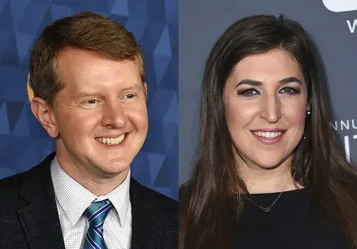 In this combination of images shows Ken Jennings, left, as he appears at the 2020 ABC Television Critics Association Winter Press Tour in Pasadena, Calif., Jan. 8, 2020, and actress Mayim Bialik as she appears at the 23rd annual Critics' Choice Awards in Santa Monica, Calif., Jan. 11, 2018. On Wednesday, July 27, 2022, it was announced that “Jeopardy!” closed and signed deals with Bialik and Jennings to be co-hosts of the popular game show moving forward. (AP Photos, File)