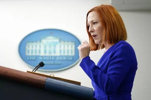 White House press secretary Jen Psaki speaks during a press briefing at the White House, Friday, April 1, 2022, in Washington. (AP Photo/Patrick Semansky)