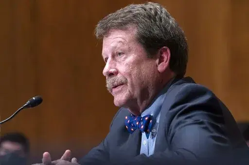 U.S. Food and Drug Administration Commissioner Robert Califf testifies during a Senate Committee on Health, Education, Labor and Pensions hearing on the nationwide baby formula shortage on Capitol Hill in Washington on May 26, 2022. Califf said Tuesday, July 19, 2022, that he has commissioned an independent review of the FDA's food and tobacco programs following months of criticism over its handling of the baby formula shortage and e-cigarette reviews. (AP Photo/Jose Luis Magana, File)