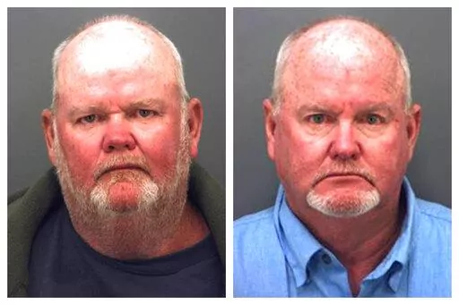This combination of booking photos provided by the El Paso, Texas, County Sheriff's Office on Oct. 1, 2022, shows brothers Mark Sheppard, left, and Michael Sheppard, who authorities say opened fire on a group of migrants getting water near the U.S.-Mexico border on Tuesday, Sept. 27, 2022. One migrant is dead, another is wounded and at least seven others are languishing in detention three weeks after the twin brothers allegedly opened fire on them in the Texas desert, claiming they thought they 