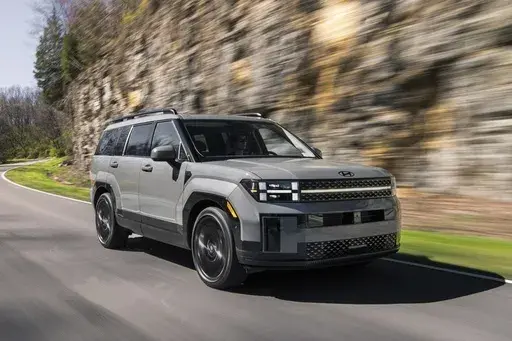This photo provided by Hyundai shows the 2025 Santa Fe. It offers more standard power than its corporate cousin, the Kia Sorento. (Courtesy of Hyundai Motor America via AP)