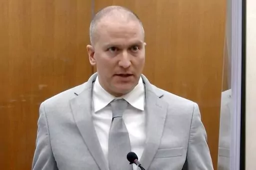 In this image taken from video, former Minneapolis police Officer Derek Chauvin addresses the court at the Hennepin County Courthouse, June 25, 2021, in Minneapolis. Chauvin, the former Minneapolis police officer convicted of murdering George Floyd, was stabbed by another inmate and seriously injured Friday, Nov. 24, 2023, at a federal prison in Arizona, a person familiar with the matter told The Associated Press. (Court TV via AP, Pool, File)