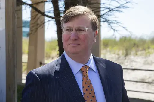 Mississippi Republican Gov. Tate Reeves is at the unveiling of a Mississippi Freedom Trail marker on the boardwalk in Atlantic City, New Jersey, on Tuesday, August 20, 2024. (AP Photo/Ted Shaffrey, File)