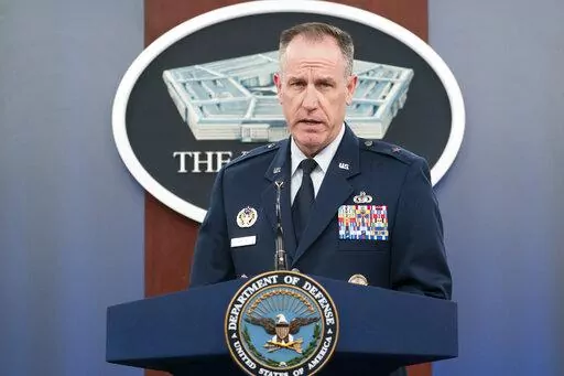 Pentagon spokesman U.S. Air Force Brig. Gen. Patrick Ryder speaks during a media briefing at the Pentagon, Thursday, Oct. 20, 2022, in Washington.  The Pentagon will provide travel funds and support for troops and their dependents who seek abortions but are based in states where they are now illegal, according to a new department policy released Thursday. The military will also increase privacy protections for those seeking care. (AP Photo/Alex Brandon)