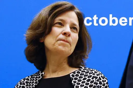 U.S. Deputy Treasury Secretary Sarah Bloom Raskin is shown before the opening ceremony of the Asia-Pacific Economic Cooperation (APEC) finance ministers meeting at the Diaoyutai State Guesthouse in Beijing, China on Oct. 22, 2014. President Joe Biden has forwarded three nominations to the Senate for the Federal Reserve's Board of Governors, including former Fed official Sarah Bloom Raskin for the top regulatory slot, and Lisa Cook, who would be the first Black woman to serve as a governor. Biden