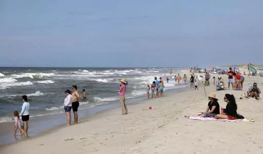 People are seen at Field 3 at Robert Moses State Park in West Islip, N.Y., Tuesday, July 4, 2023. Two swimmers were apparently attacked by sharks off the shores of Long Island on Tuesday, a day after two others reported being attacked while enjoying the water at popular New York beaches. (James Carbone/Newsday via AP)