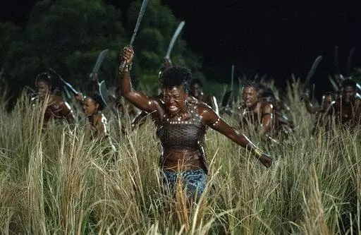 This image released by Sony Pictures shows Viola Davis in "The Woman King." (Sony Pictures via AP)
