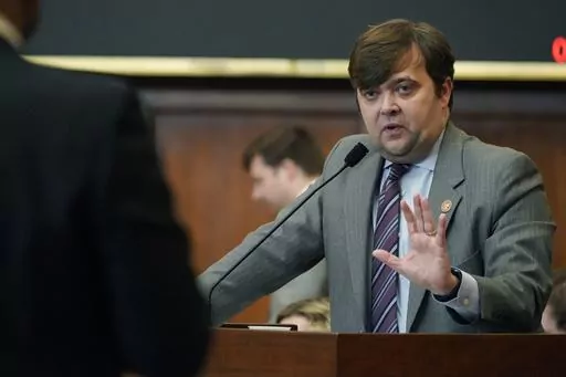 Mississippi Rep. Nick Bain, R-Corinth, answers a question during a House debate in Jackson, Miss., on Thursday, Jan. 19, 2023. On Wednesday, Sep. 6, 2023, Bain conceded his loss in a Republican primary runoff to Brad Mattox, a gun shop owner from Corinth. (AP Photo/Rogelio V. Solis, File)