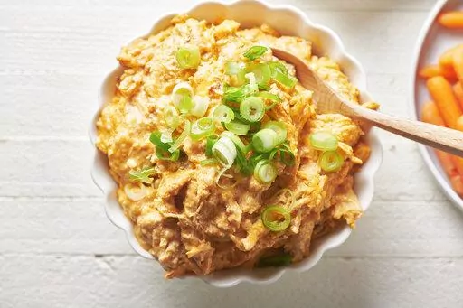 A recipe for Instant Pot Buffalo Chicken Dip is displayed in New York. (Cheyenne M Cohen via AP)